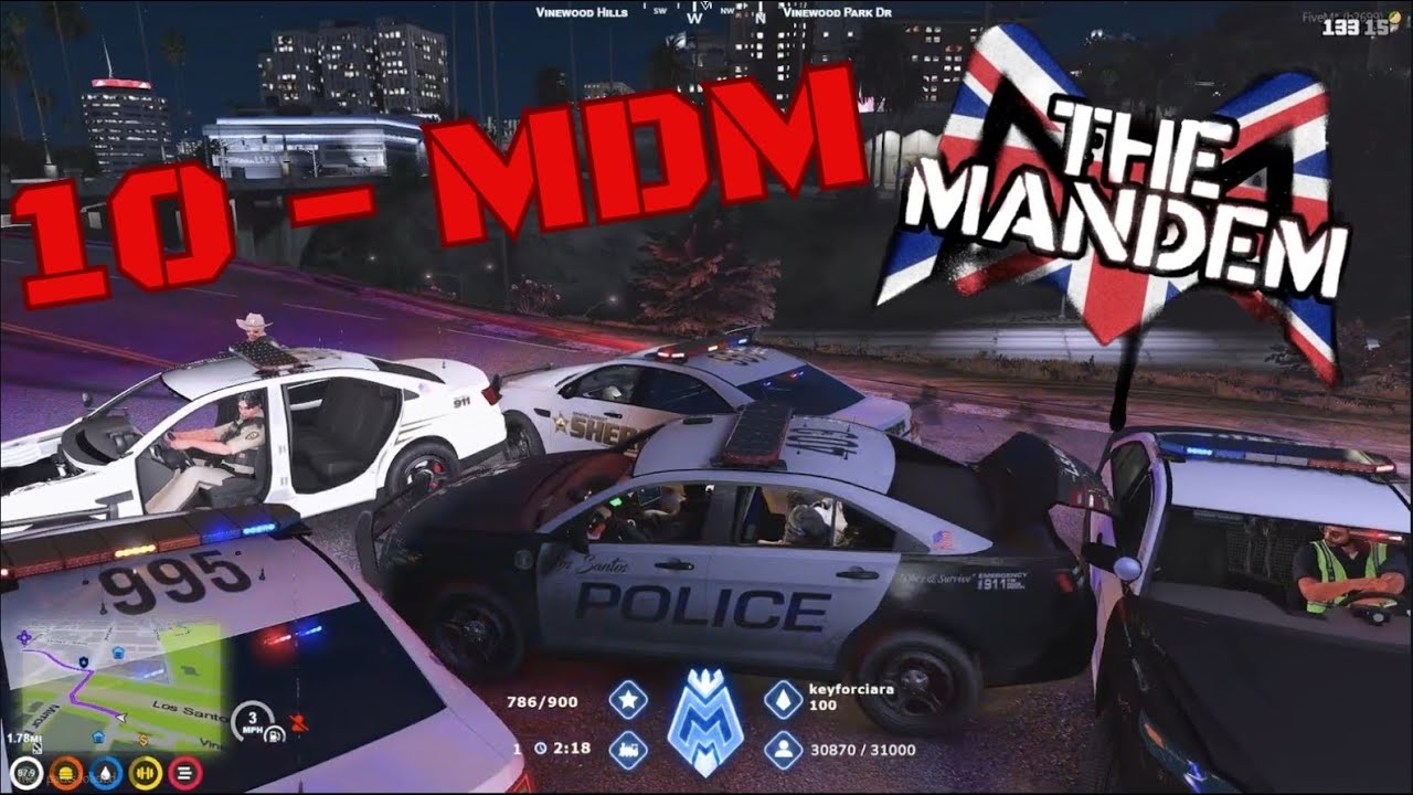 10 MDM - Mandem угоняет полицейскую машину и ввязывается в грандиозную погоню (вид от первого лиц...