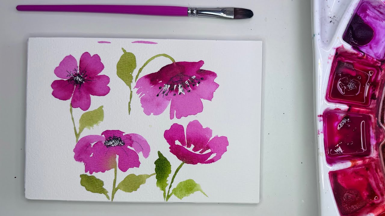 Для начинающих... Нарисуйте свои собственные акварельные цветы 🌸 4 простых ракурса для цветов | П...