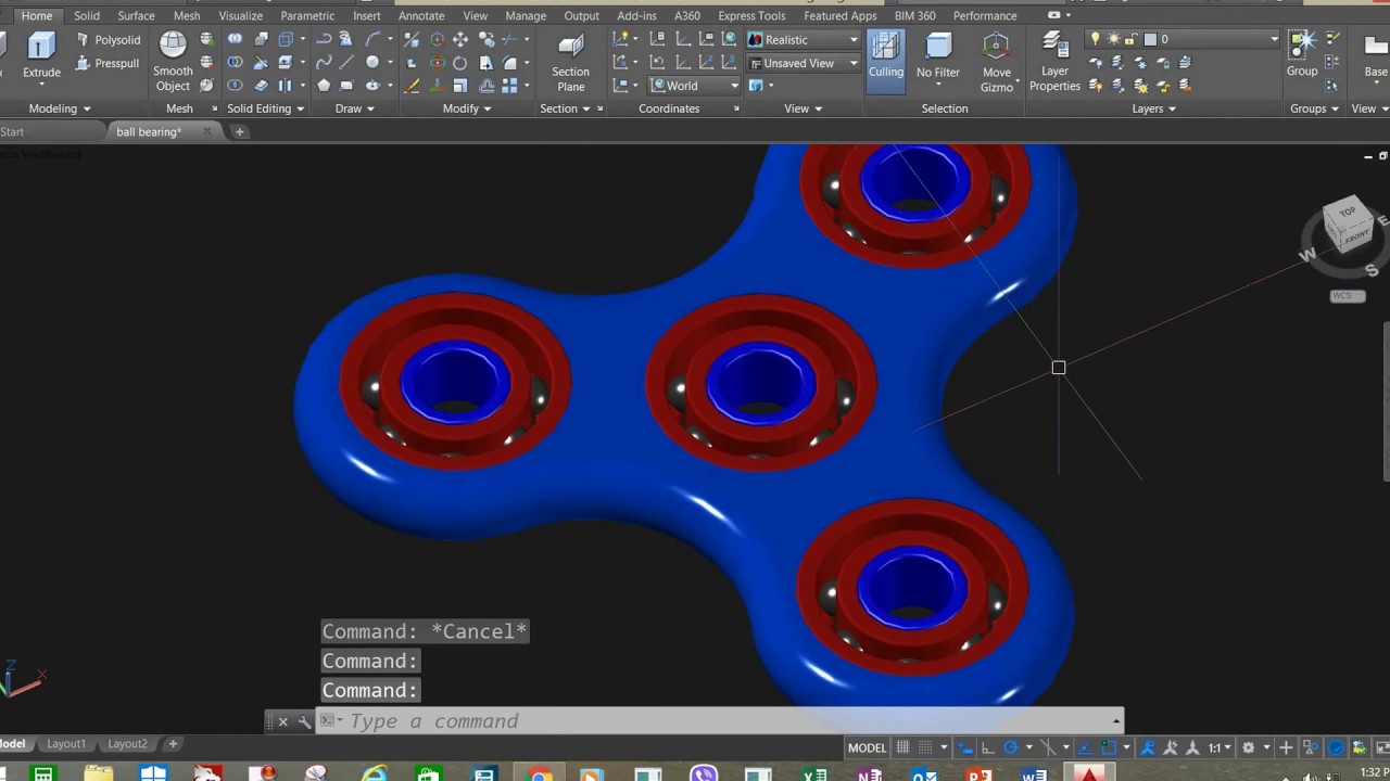 Fidget Spinner в Autocad 3D 2016 (с подшипниками) Часть 1