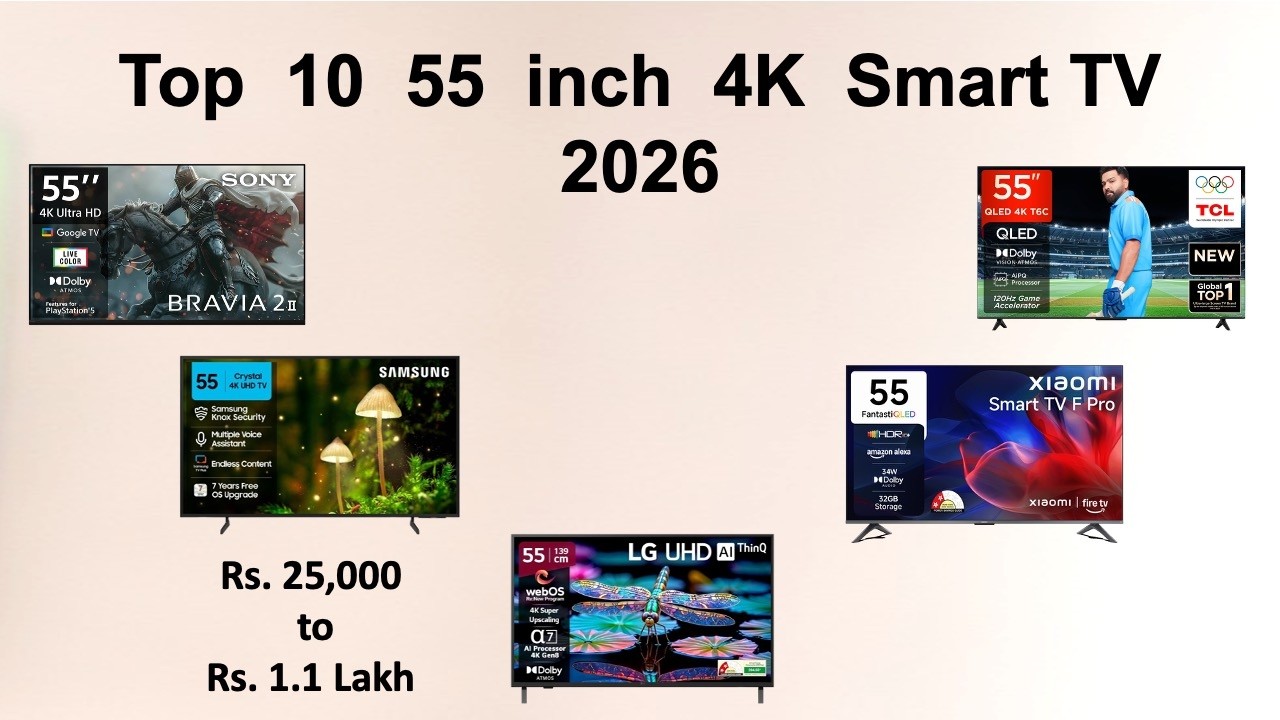 Top 10 Best 55 inch 4K Smart TV in 2026 India | with 4 types of display panel