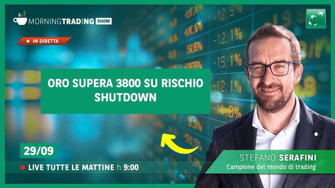 Oro sopra 3800 su timore Shutdown - Morning Trading Show