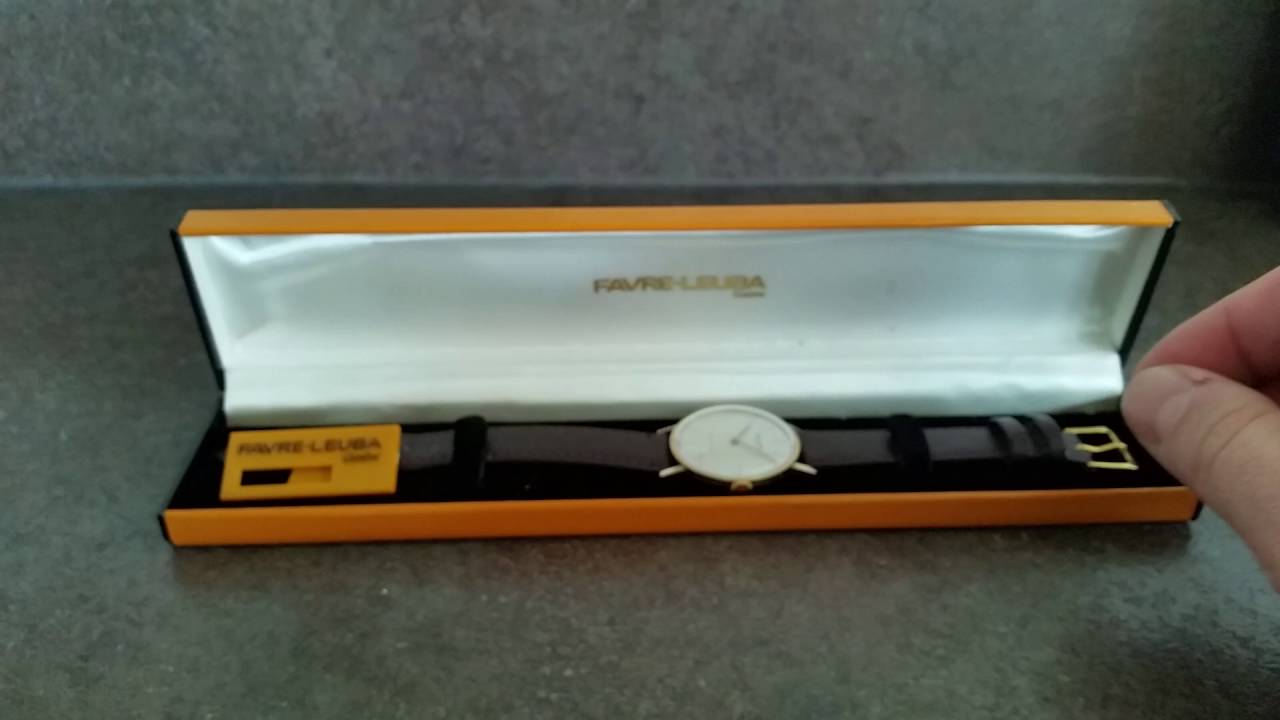 1974 Favre-Leuba Twin Power 9k gold vintage watch with box and papers