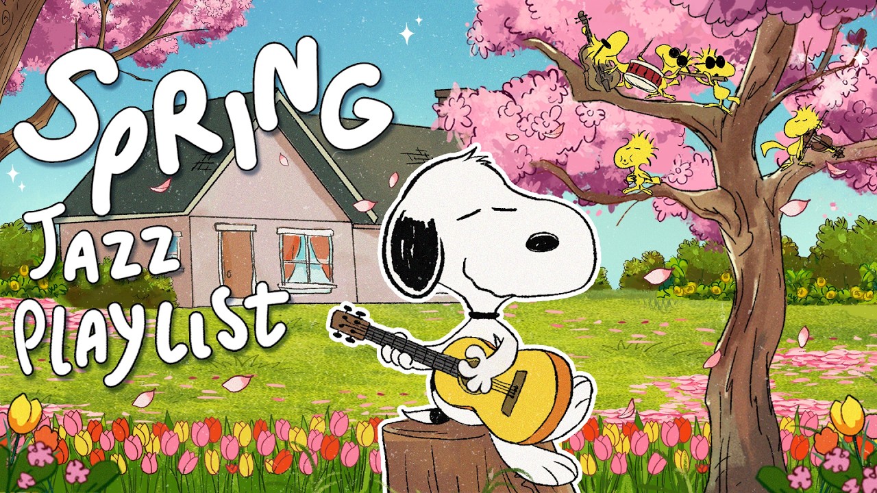 Morning Spring Jazz Playlist with Snoopy 🎼🎸🌸| Upbeat Playlist to Brighten your Mood