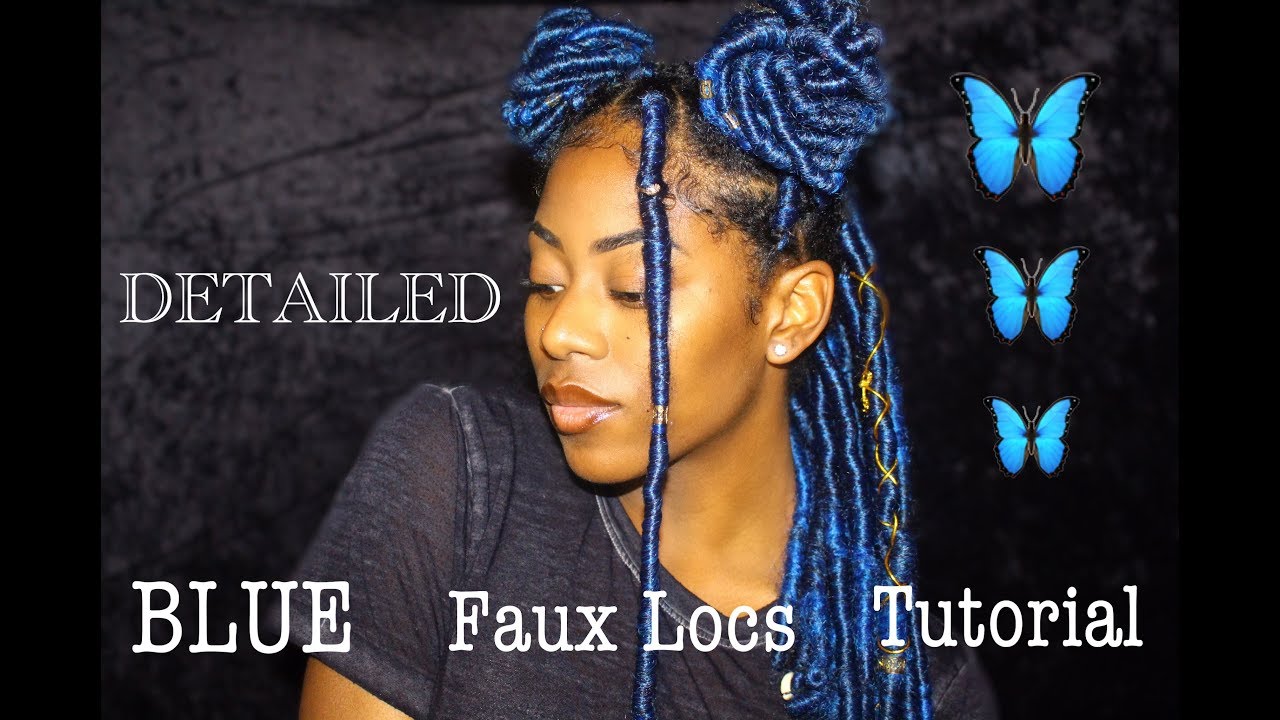 BLUE Faux Locs Tutorial | NO CROCHET | [DETAILED]