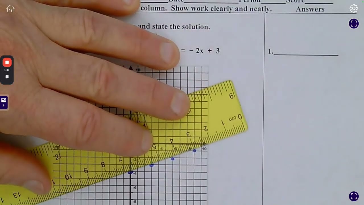Algebra 1 Systems of Equations Graphing and Equal Values Method Practice