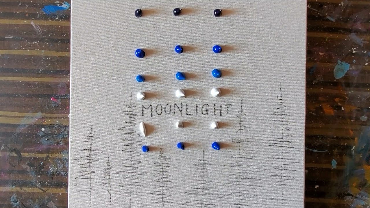 Moonlight Landscape / Acrylic Painting Demo / Easy for Beginners/Relaxing/Daily Art Therapy/Day#0288