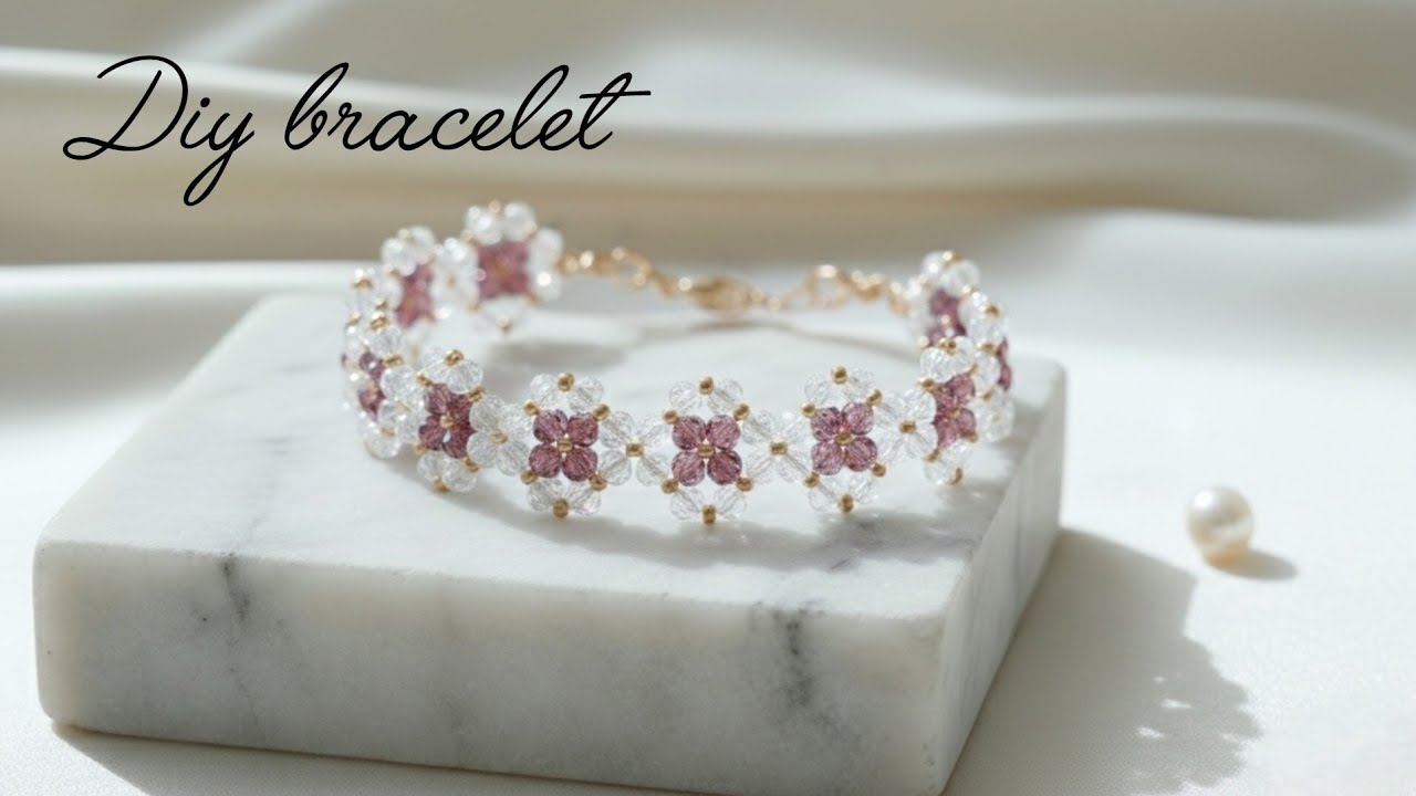 Diy bracelet| How to Make a Crystal Daisy Chain Bracelet | Easy Beading Tutorial