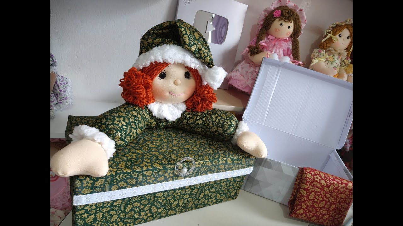 BONECA UTILITÁRIA FEITA NA CAIXA DE SAPATO - ÓTIMA OPÇÃO PARA O NATAL 🎄