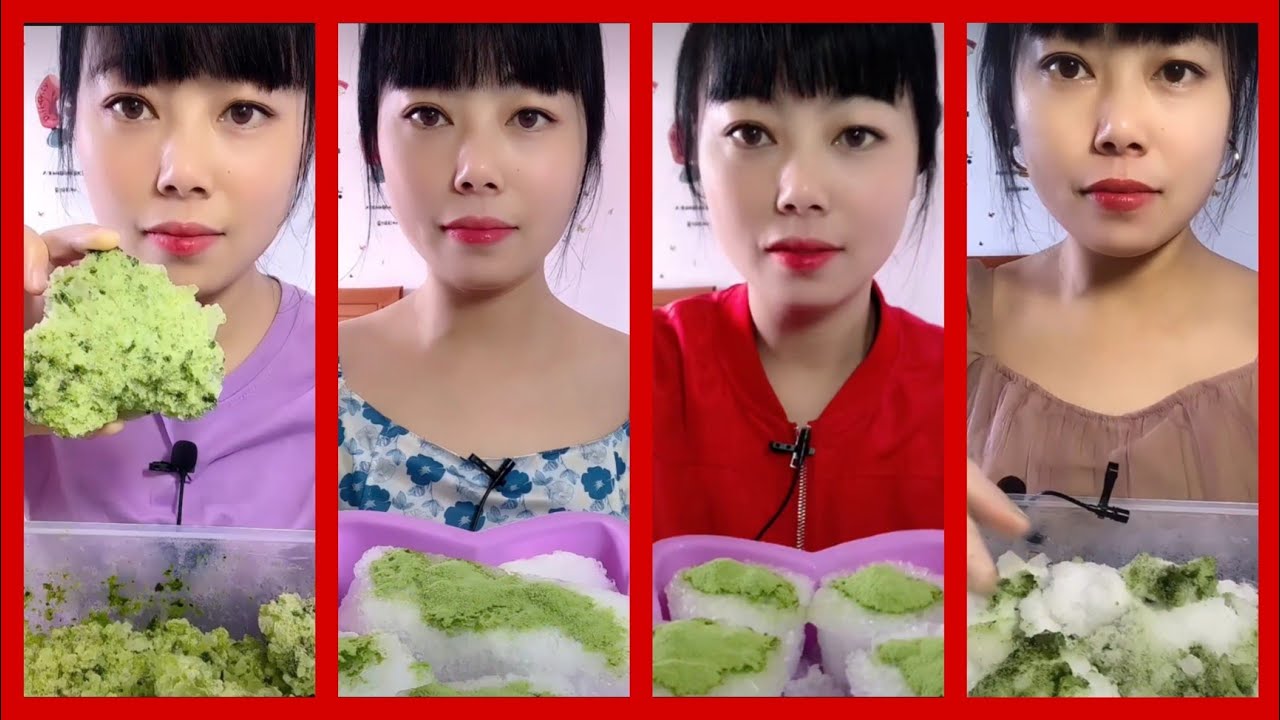 ASMR REFROZEN SHAVED ICE EATING WITH MATCHA POWDER | JEWELRY PIECES