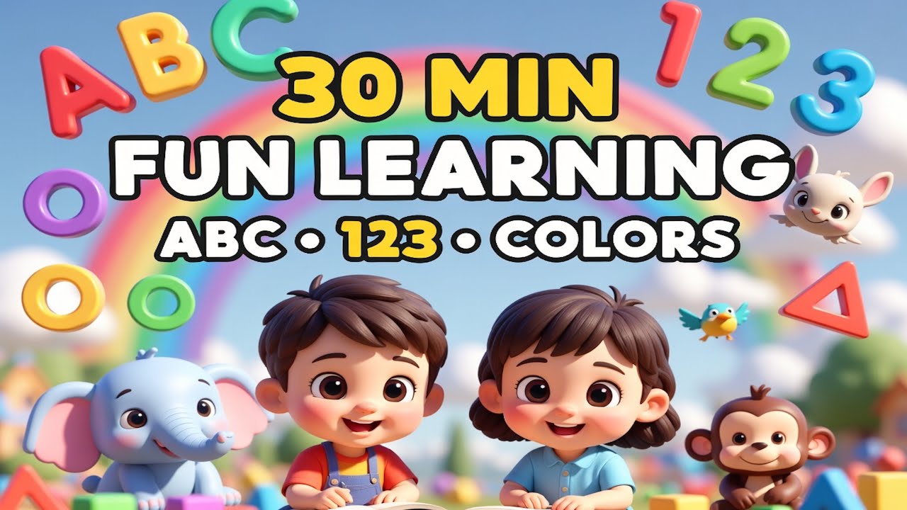 30 Minutes Fun Learning for Kids | ABC, 123, Colors, Shapes & Rhymes | Preschool Video