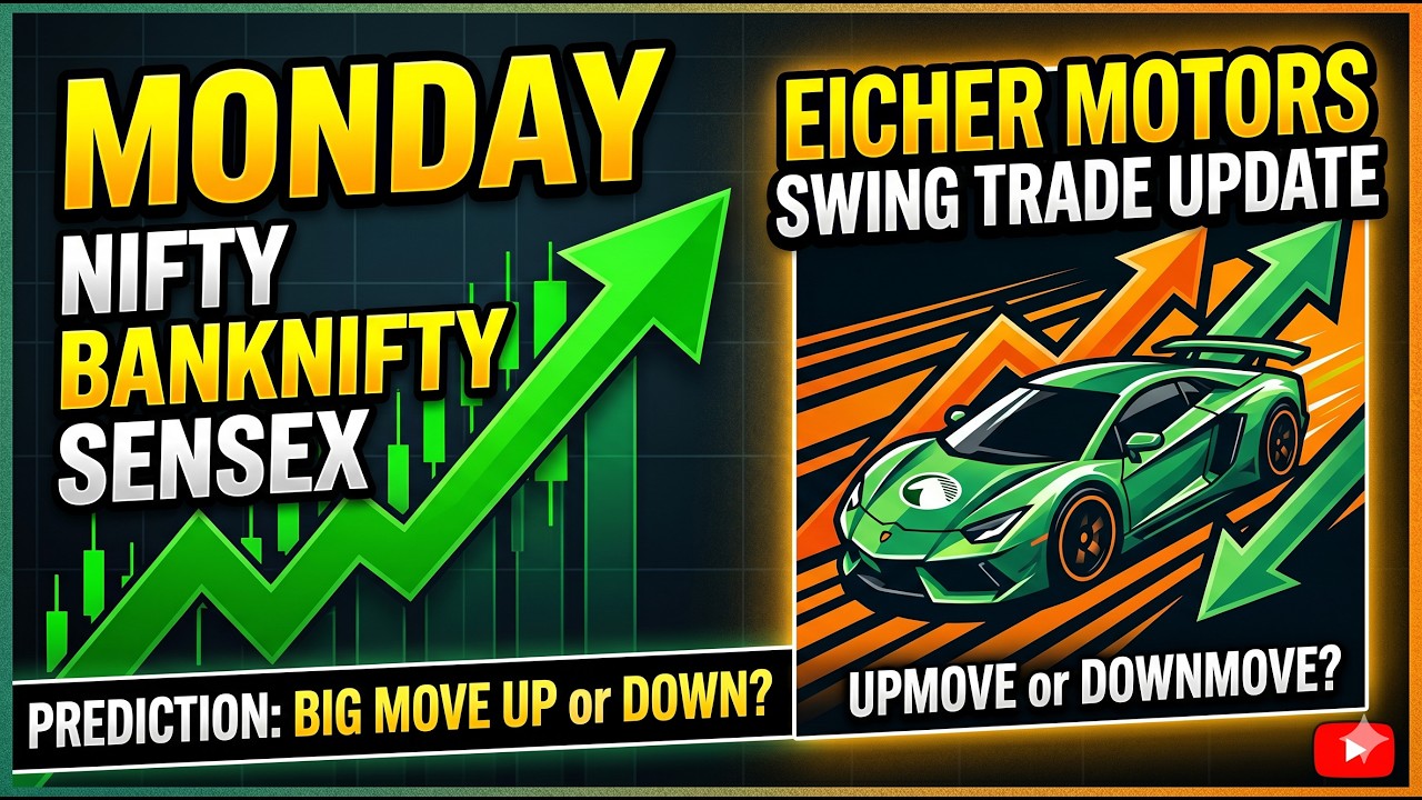 MONDAY BIG MOVE? 🚨 Nifty, Bank Nifty, Sensex View + Eicher Motors Swing Trade Update!