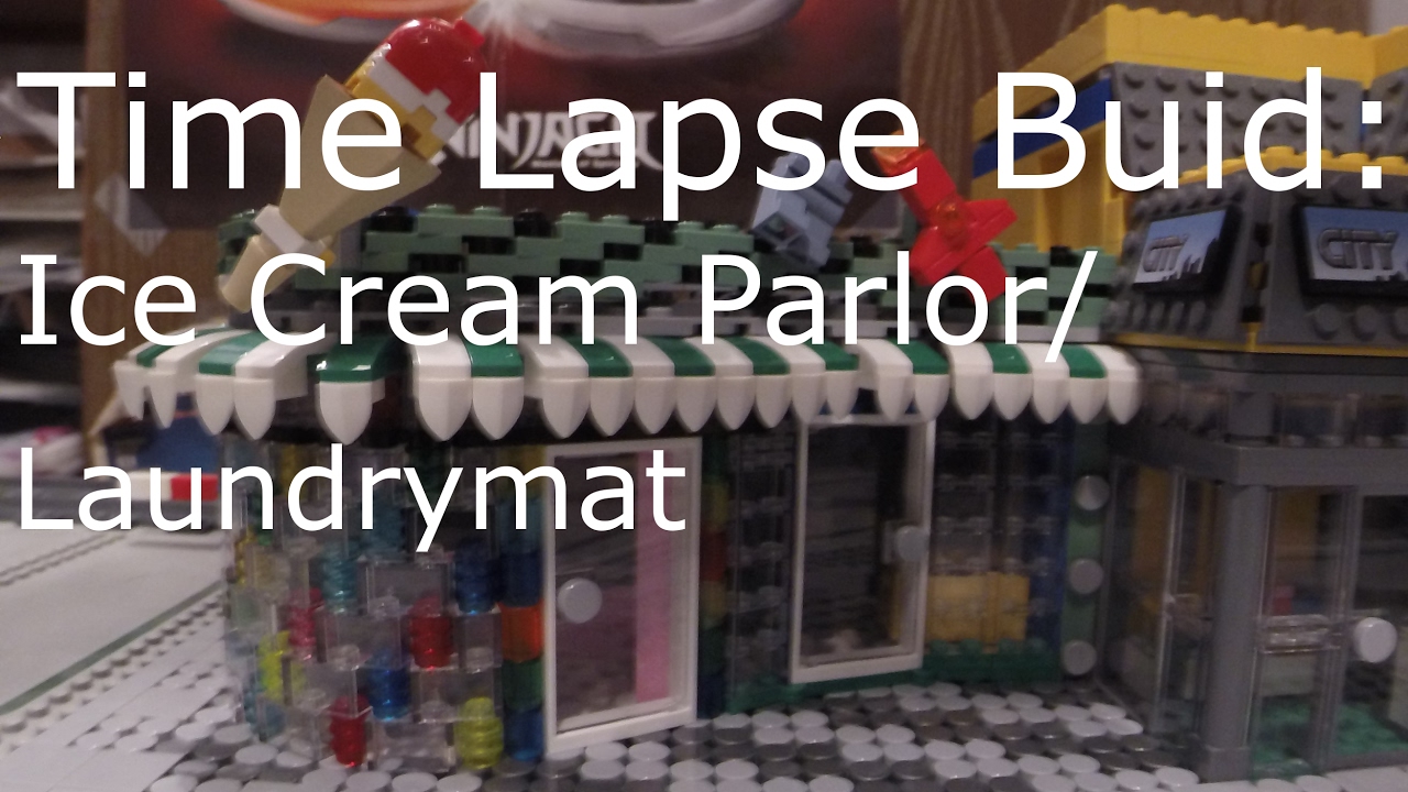 Time-lapse Build: Custom LEGO Ice Cream Parlor and Laundromat!