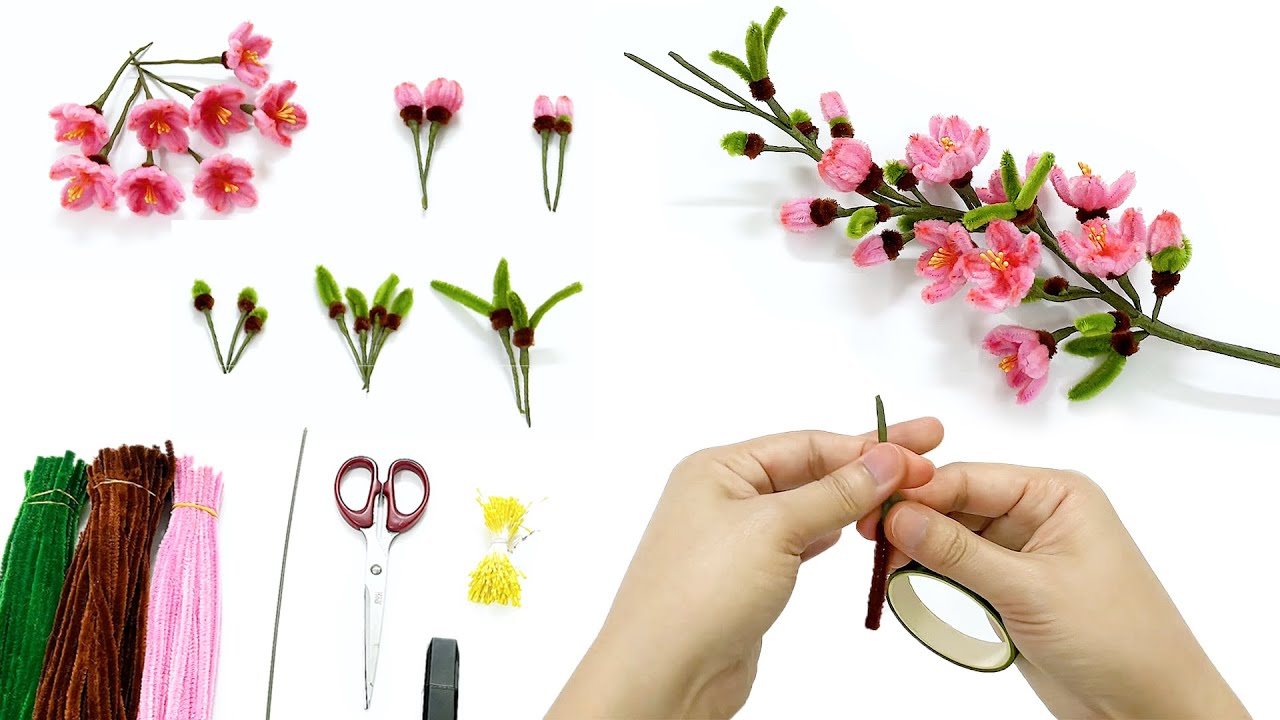 How to make Sakura flower with pipe cleaner