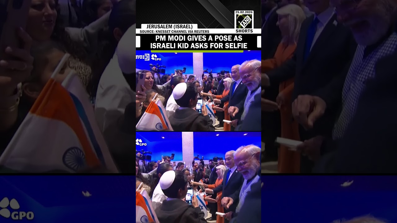 PM Modi gives a pose as Israeli kid asks for selfie as PM arrives to address the Knesset