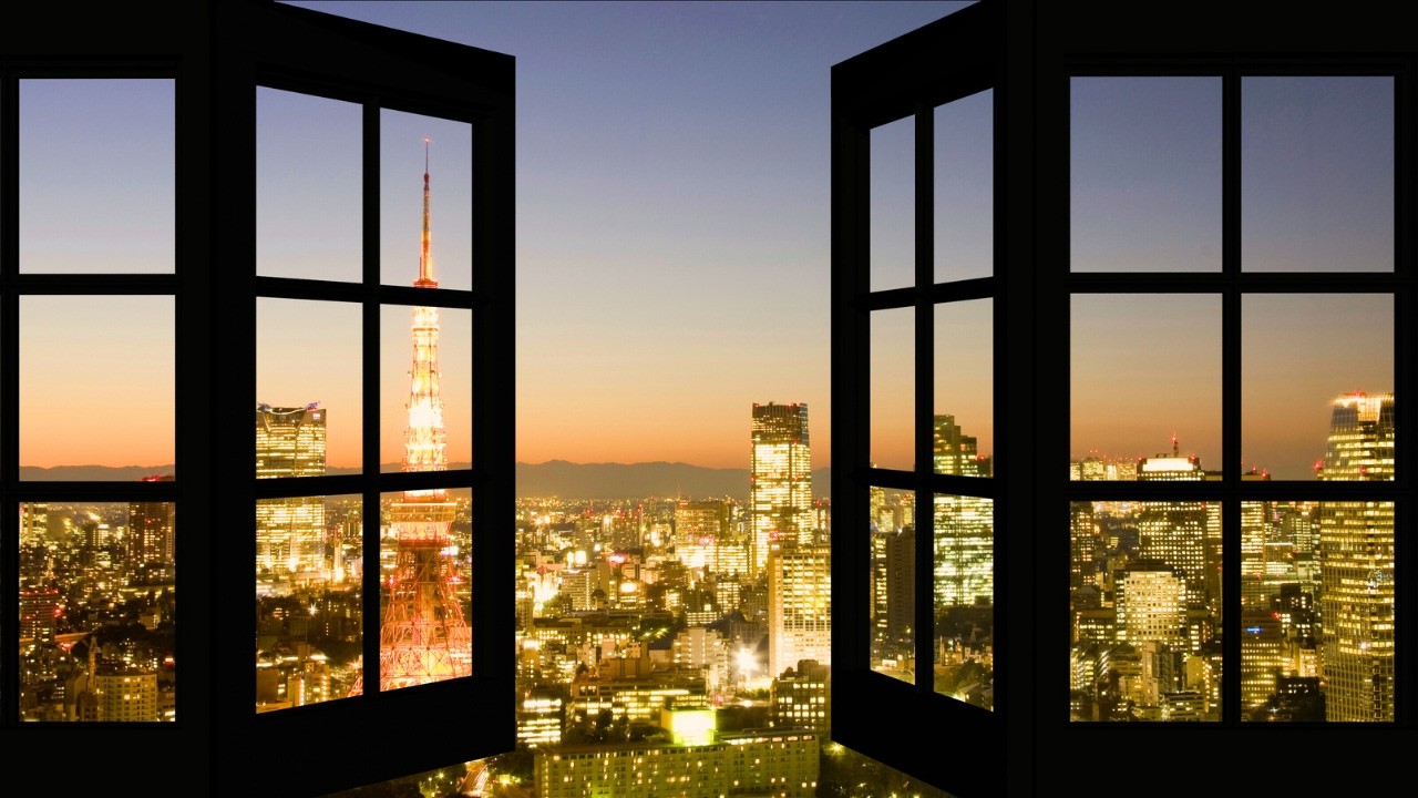 Quiet Winter City Night Window View in 4K | Calm Urban Ambience