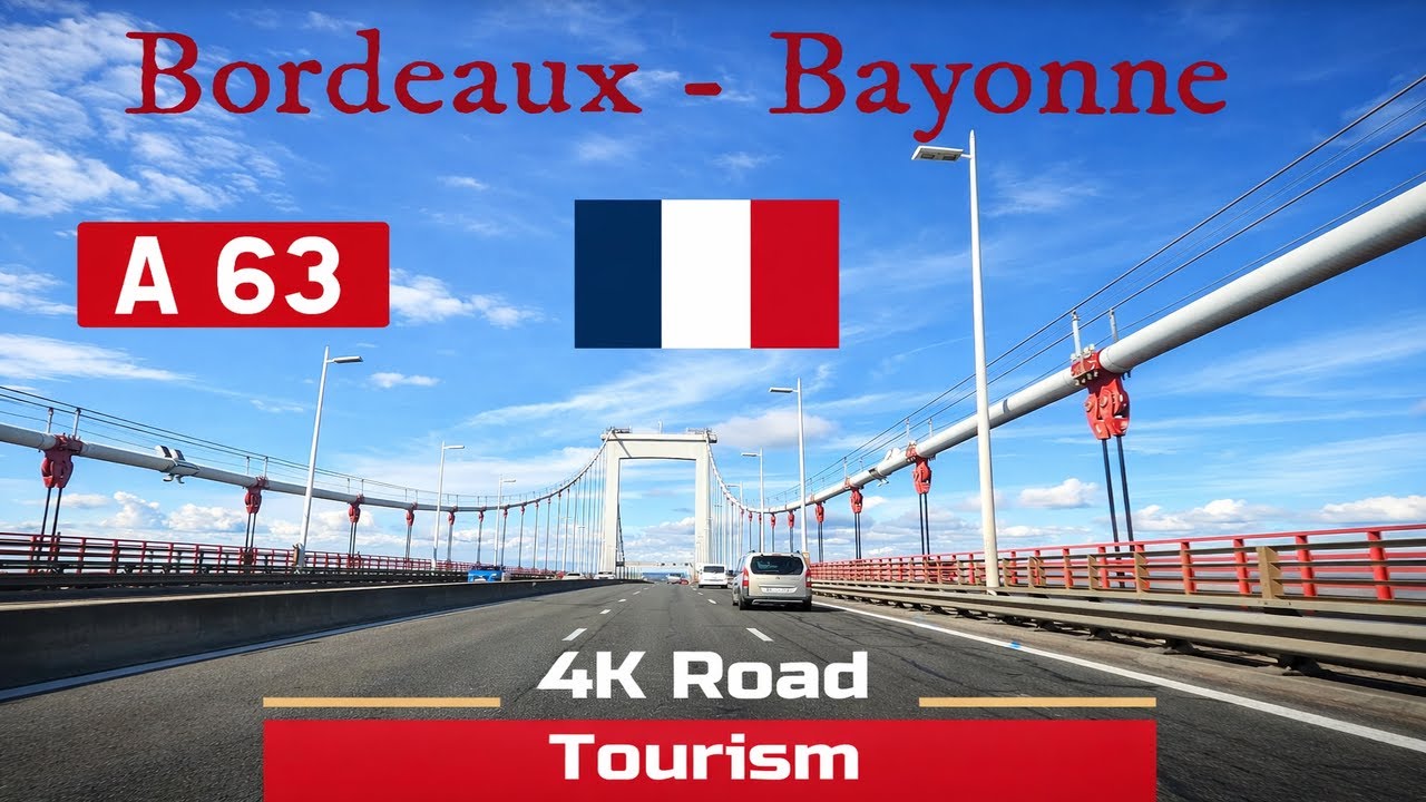 Driving France: A630 & A63 Bordeaux - Bayonne - 4k scenic motorway drive Les Landes