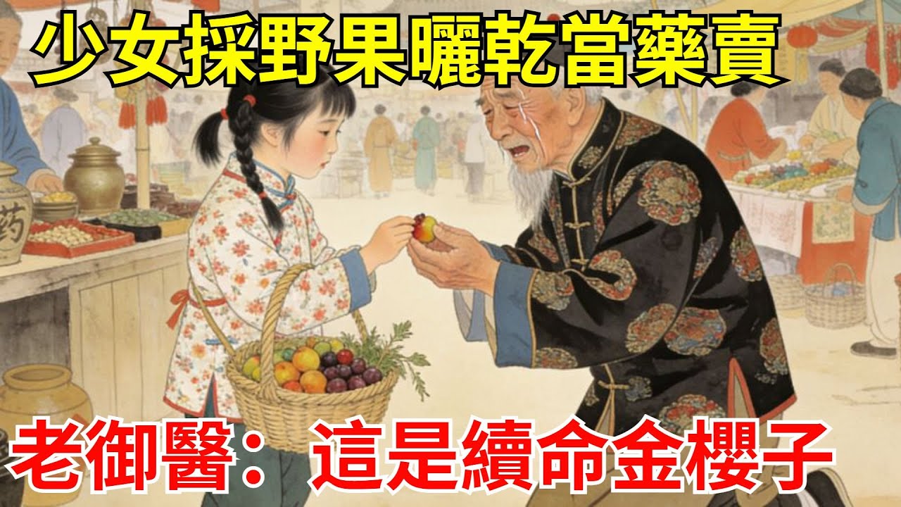 少女采野果曬幹當藥賣，藥鋪學徒笑她胡鬧！老禦醫嘗後跪地痛哭：此乃續命金櫻子！聖旨急召：速帶此女入宮！#故事頻道#聽書#民間故事#說書#善有善報#爽文