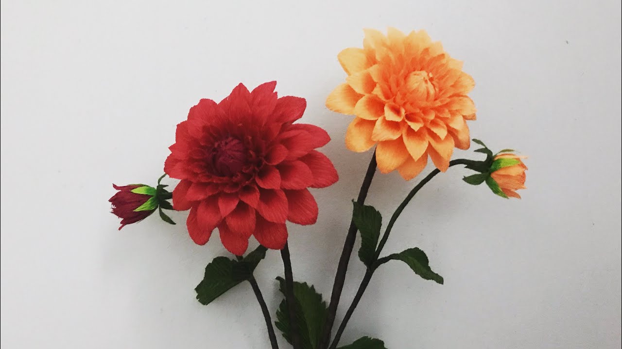 Bella’s Craft/how to make Dahlia flower by crepe paper/Hướng dẫn làm hoa thược dược bằng giấy nhún