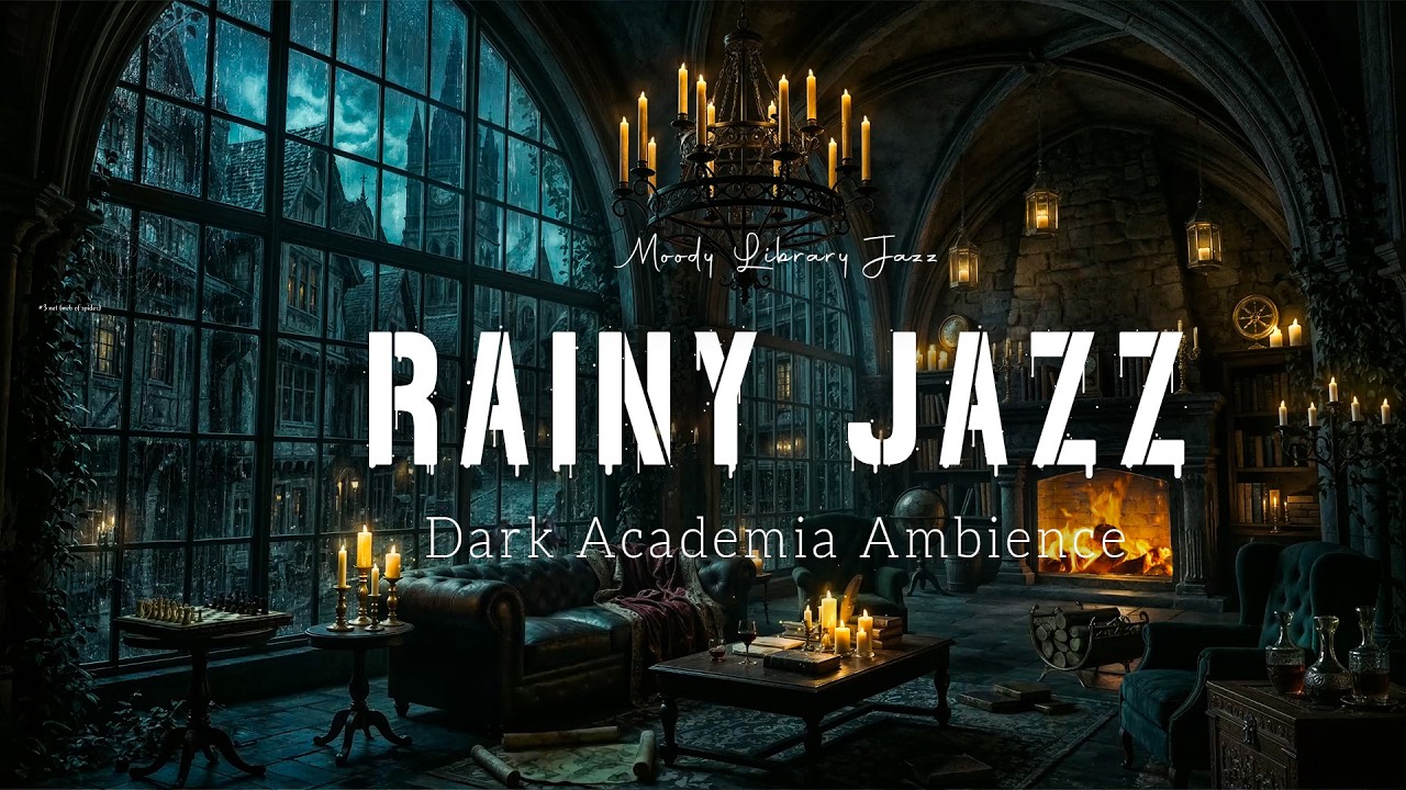 Midnight Jazz in the Dark Gothic Village - Soft Jazz Music on Rainy Day & Fireplace Sounds to Relax