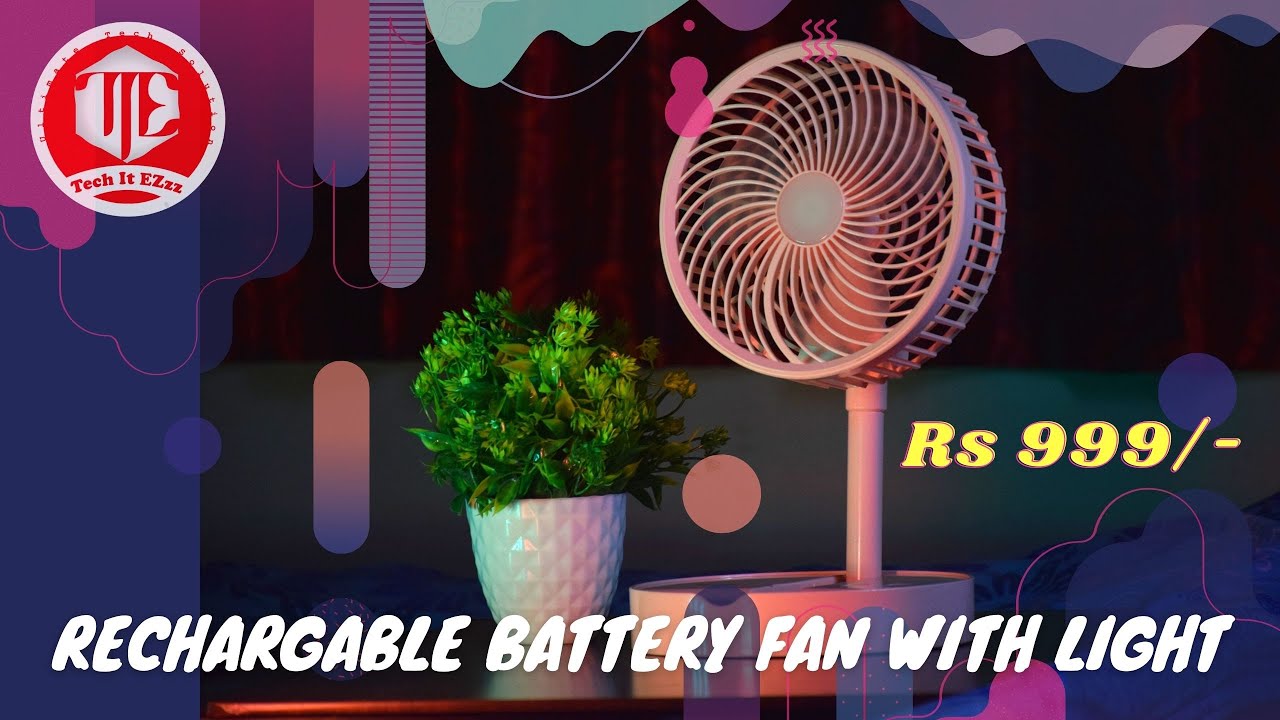 Portable Rechargeable Fan with LED light | Table fan | Table light