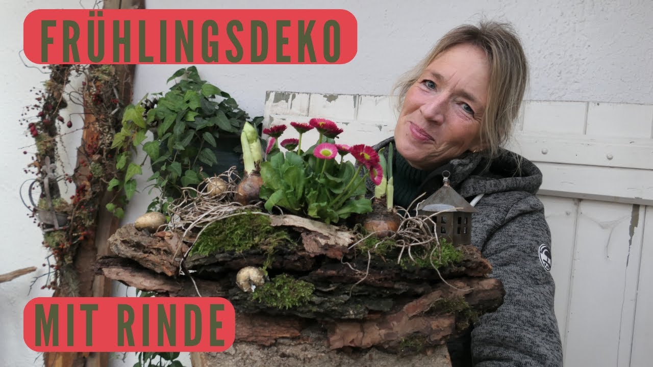 Kreatives Bauwerk mit Rinde 💚 DIY Pflanzgefäß mit natürlichen Charakter 💚 Frühlingsdeko 2023