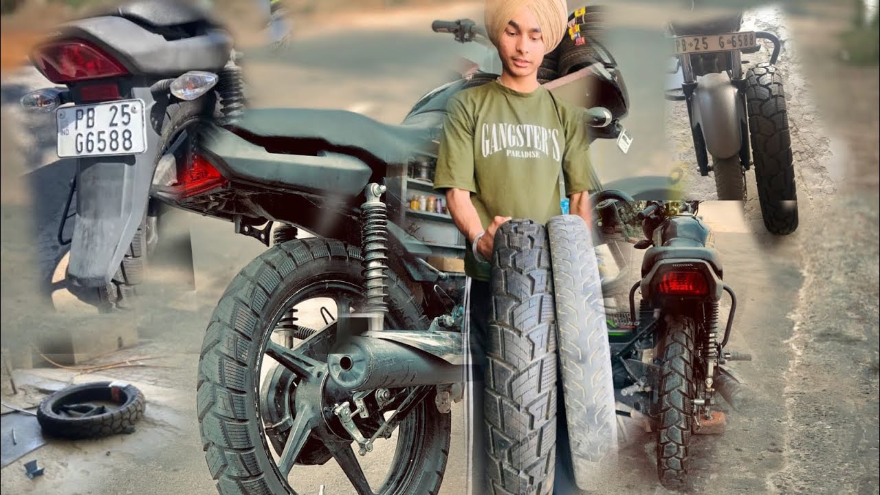 Big tyre INSTAL IN Honda bike 110🛞 Modified bike.