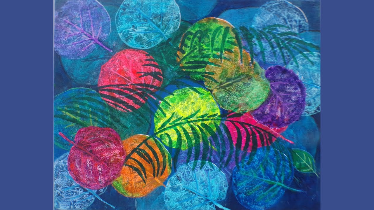Colorful Seagrape Leaf Printing #autumnart #leafprinting #leafprint #fluidart #acrylicink #seagrape