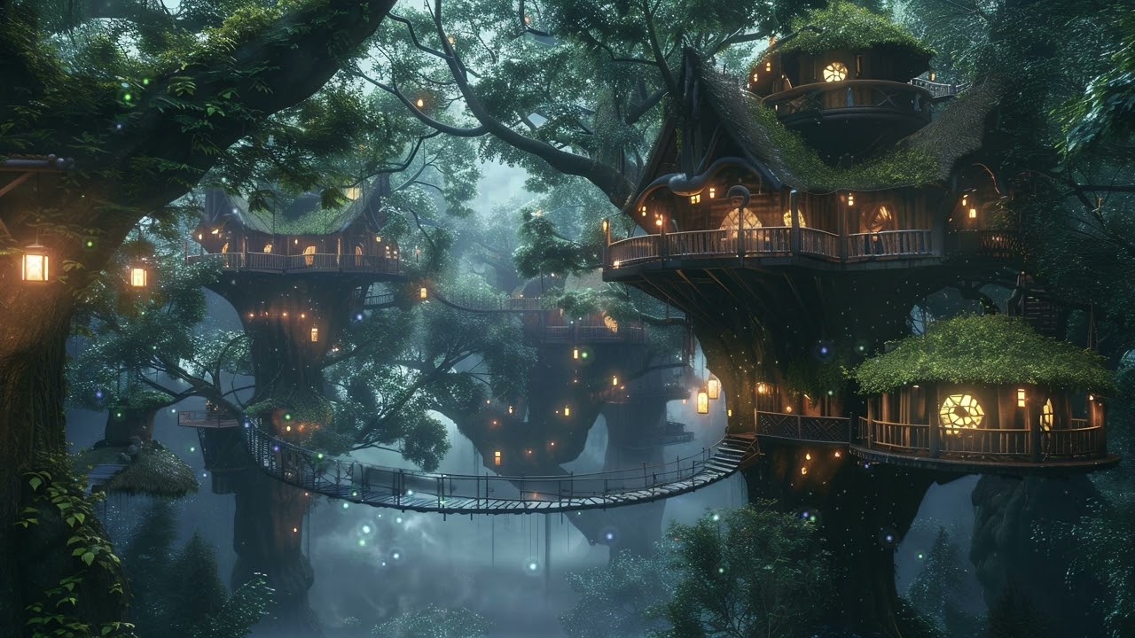 Magical Treehouse Ambience ✨ | Relaxing Forest Atmosphere with Soft Mist