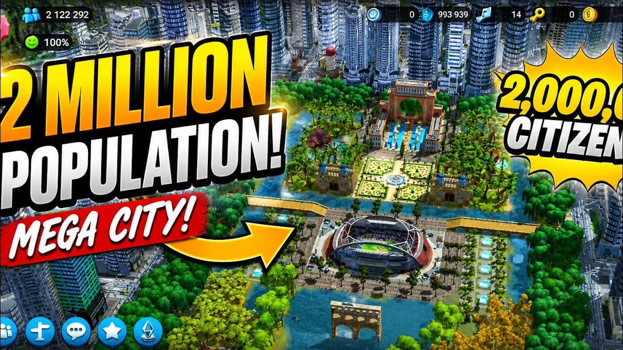 2 million population | built a mega city simcity buildit | simcity buildit best city layout mod apk