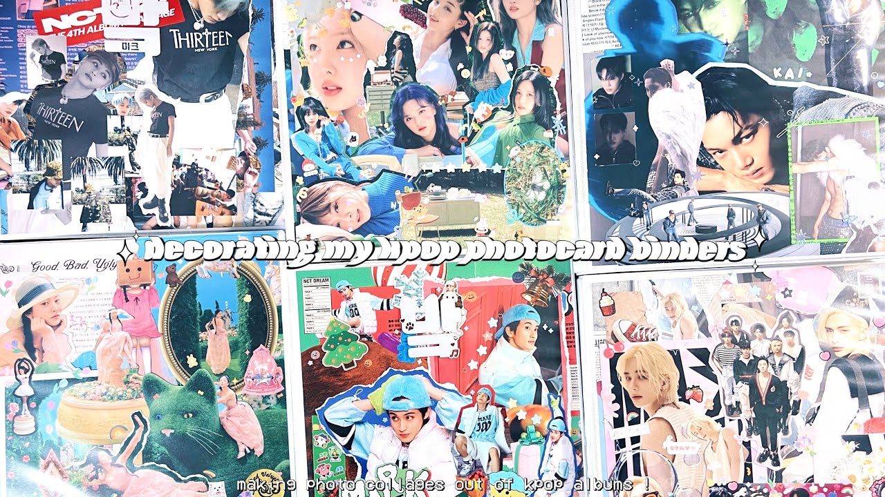 decorating my kpop photocard binders ✮ making photo collage covers out of kpop albums !