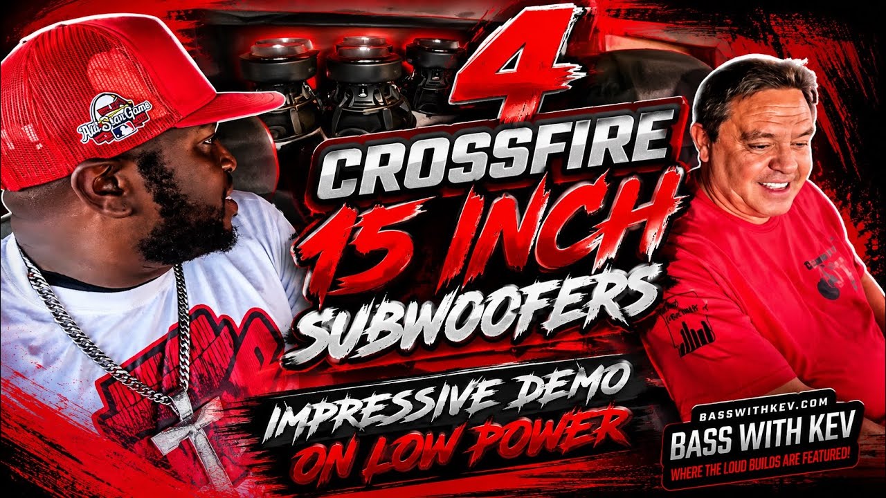 4 15-дюймовых сабвуфера Crossfire. Впечатляющая демонстрация на малой мощности.