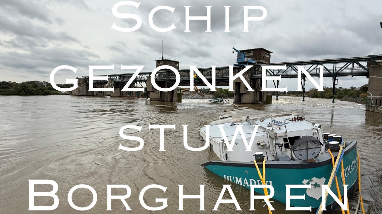 Schip gezonken bij de stuw van Borgharen