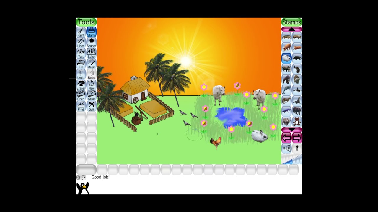 Nature Drawing|Beautiful Scenery Drawing with TuxPaint | Simple tux paint Projects