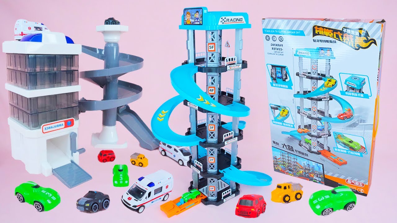 Unboxing a Multi-Level Parking Garage Playset and Model Cars with Uni | Review Toys