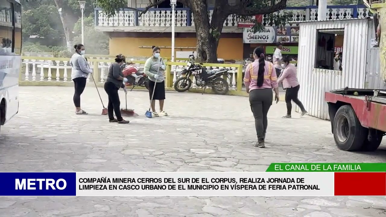 COMPAÑÍA MINERA CERROS DEL SUR DE EL CORPUS, REALIZA JORNADA DE LIMPIEZA EN CASCO URBANO DE EL MU