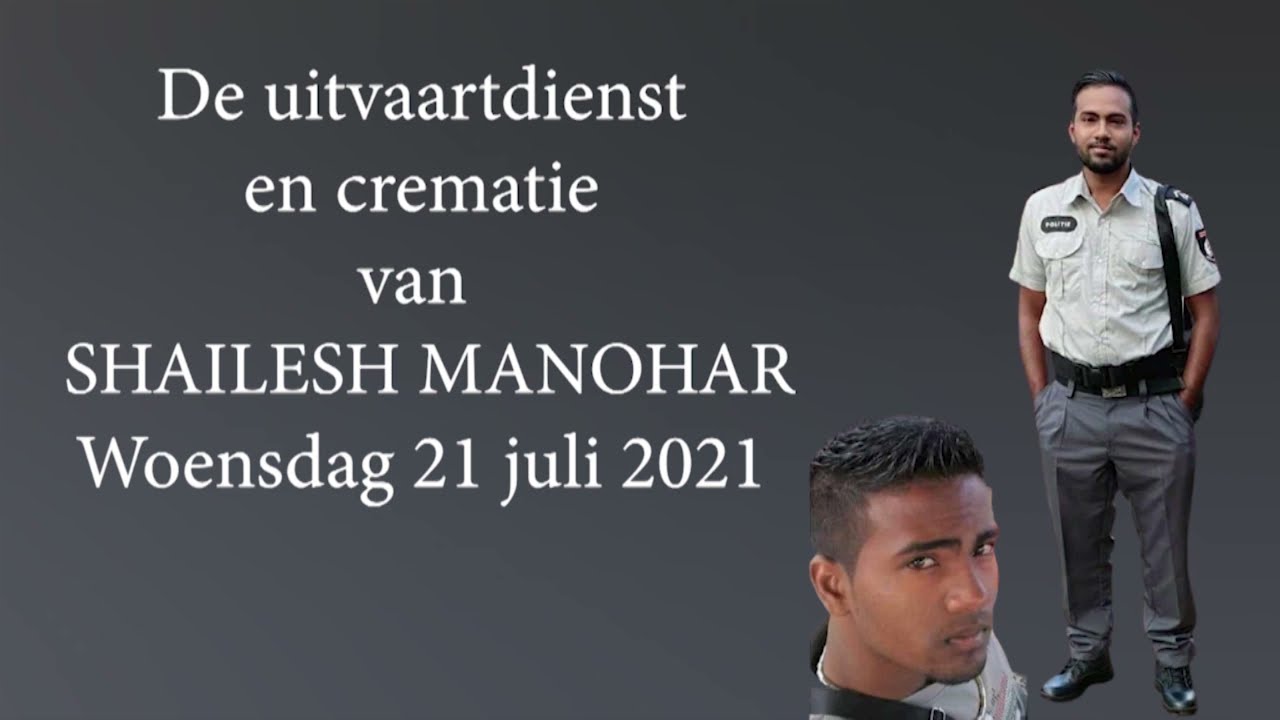 De uitvaartdienst en crematie van Shailesh Manohar. Woensdag 21 juli 2021.