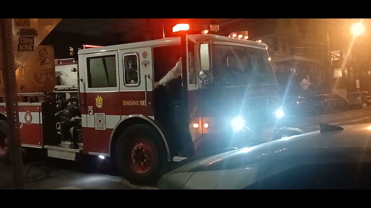 Jersey city fire department responding to a call about  smoke  and going to another call 