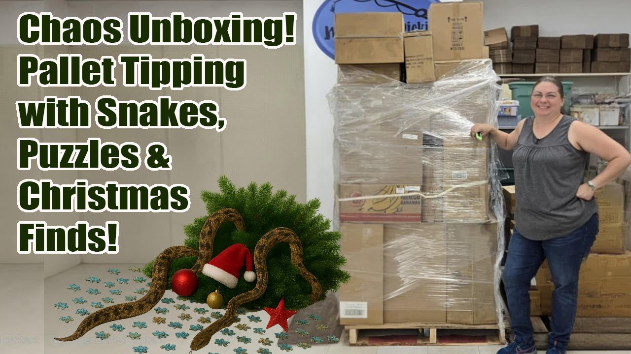 Chaos Unboxing! Pallet Tipping with Snakes, Puzzles & Christmas Finds!