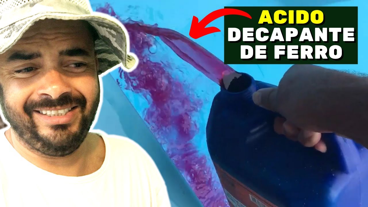 Limpei a piscina de fibra manchada, com acido de Decapar ferro.