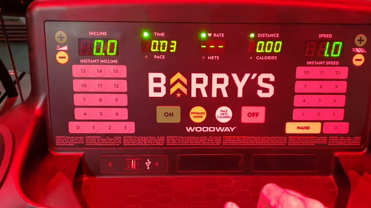 Woodway Barry's Gym 4front treadmill Dynamic Mode function.