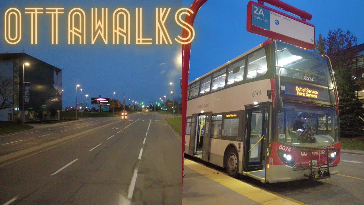 Early Morning 97 Bus OC transpo ride from Hurdman Station to YOW Ottawa International Airport - 2021