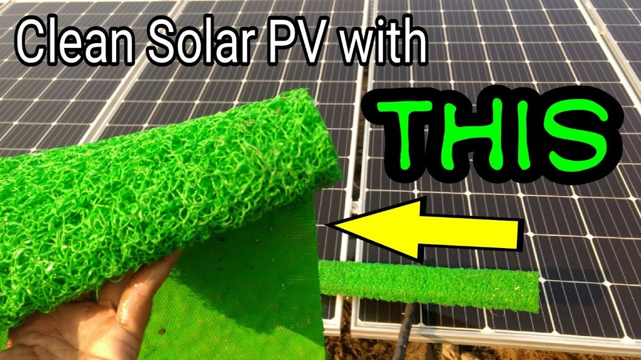 Cleaning solar panels with rubber mat material 