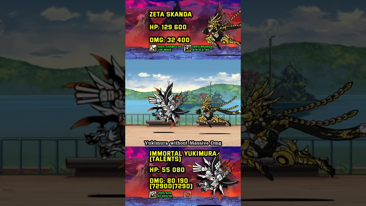 The Battle Cats : Skanda vs Yukimura lv50  #bcu #thebattlecats