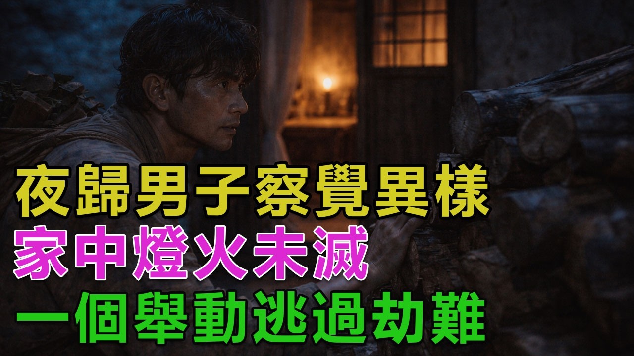 民間故事：夜歸男子察覺異樣，家中燈火未滅，一個舉動逃過劫難