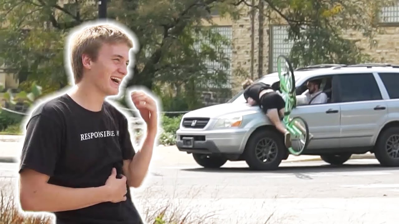 Getting Hit by a Car in Front of College Students Prank!