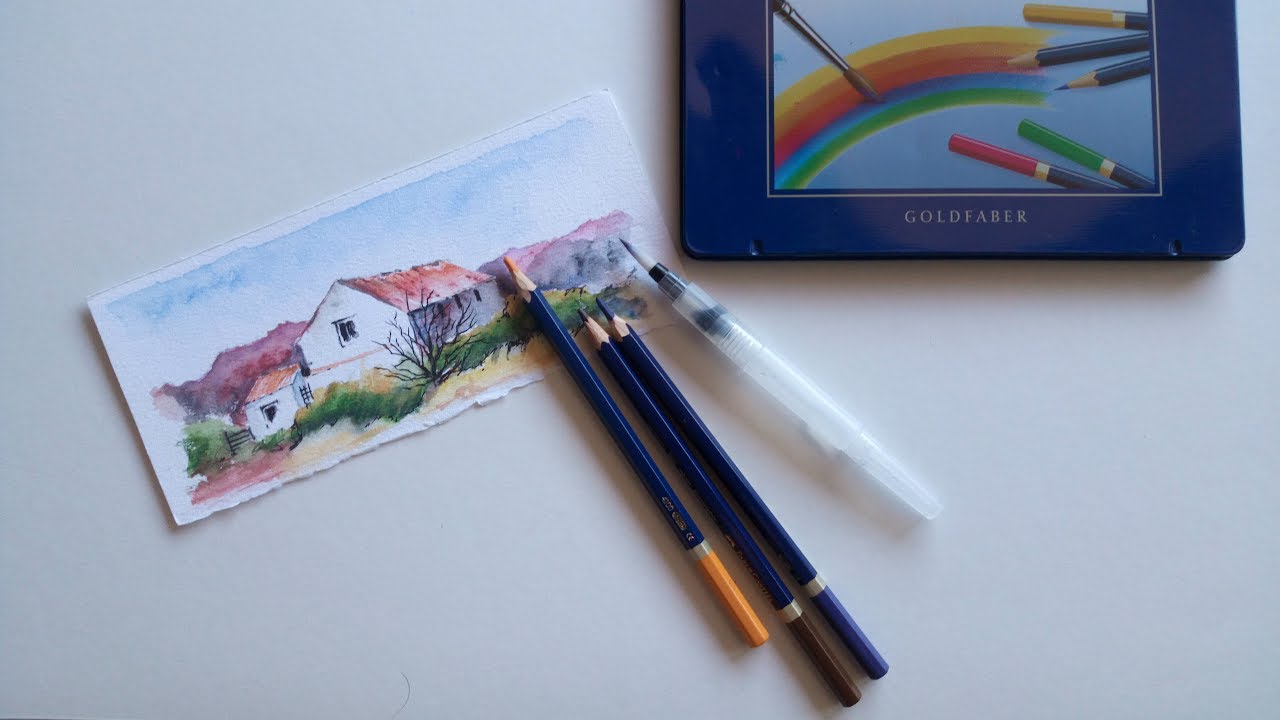 Pintando con lápices de acuarela. Painting with watercolor pencils