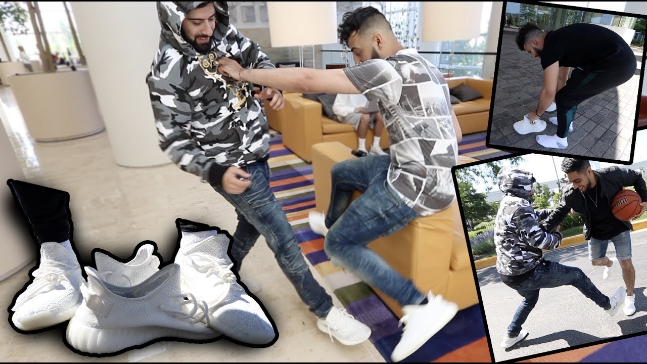 ALL WHITE YEEZYS PRANK!! (THEY GOT PISSED)