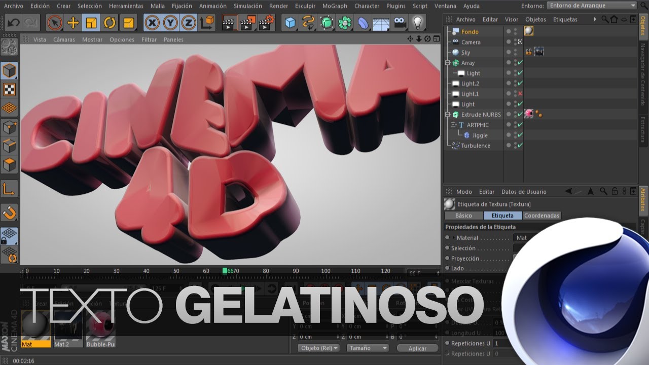 CINEMA 4D R14: Texto Gelatinoso | Jiggle & Turbulencia |