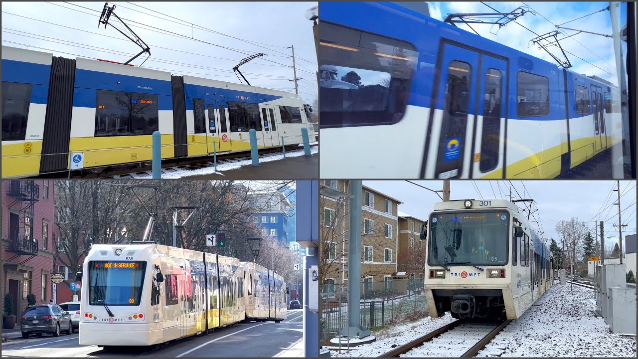 Trains of Portland, Oregon - February 2022 w TRIMET MAX ICE CUTTER PANTOGRAPHS and Reverse Ops! (4K)