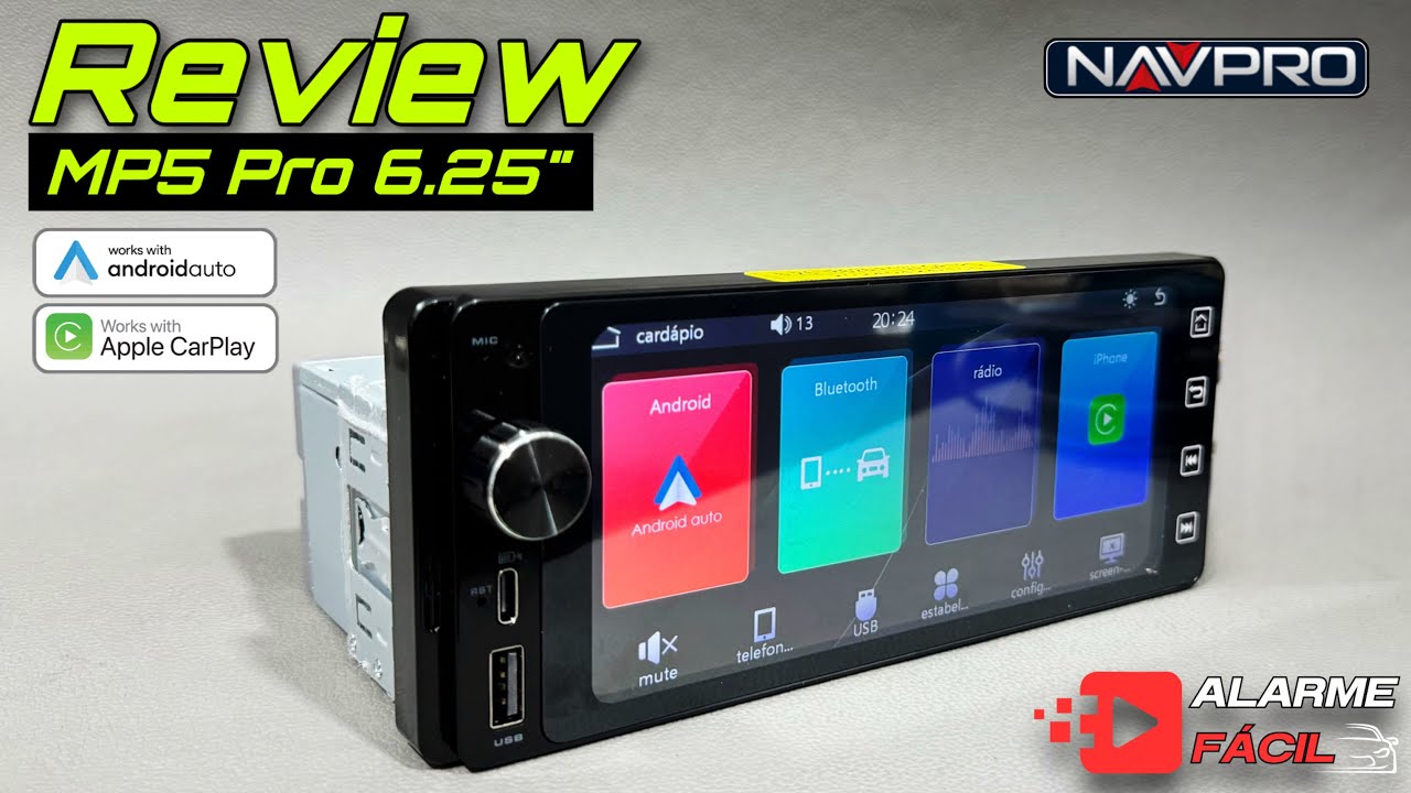 Demonstração Mp5 Pro 6.25” 1 Din NavPro / CarPlay e Android Auto Sem Fio ✅
